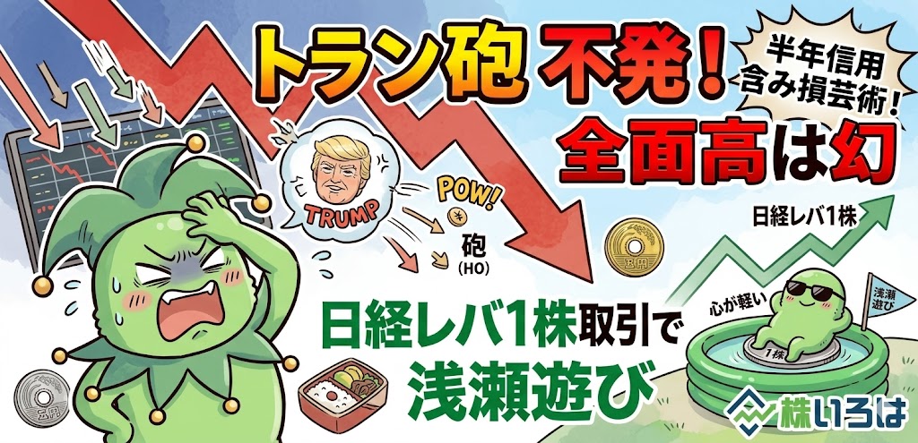 【デイトレブログ】トランプ砲の不発。日経レバ1株取引で遊ぶ日。