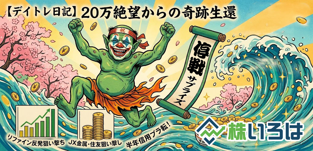 【デイトレ日記】20万円の絶望から奇跡の生還！停戦ニュースで半年信用の含み損が爆速プラ転